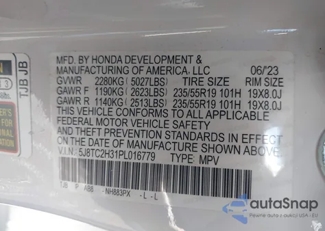 2023 Acura Rdx Standard from USA, damaged, VIN 5J8TC2H31PL016779